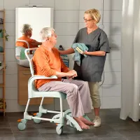 Etac Clean mobile shower commode patient use