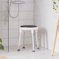 Etac Easy shower stool (grey) with swivel pad in use